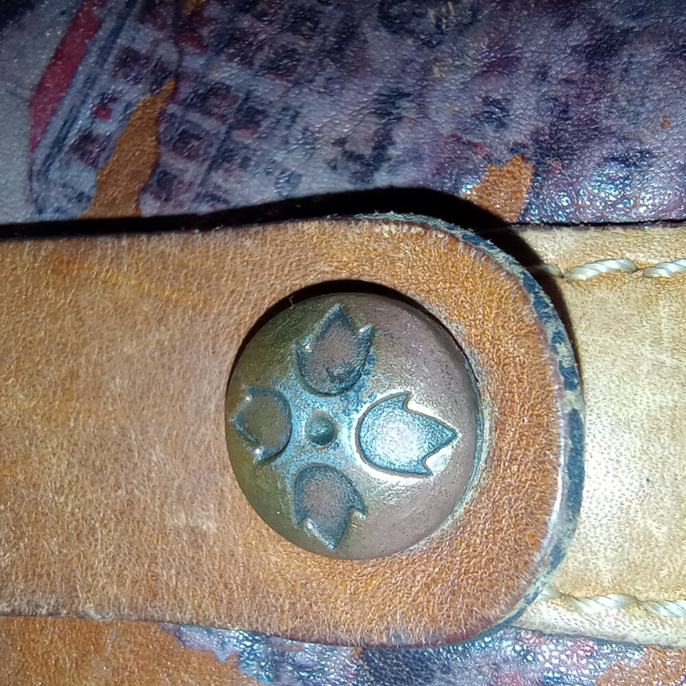 Patricia Nash Venezia Crossbody Bag Old World Print Slim Leather Suede Lining - Picture 3 of 15